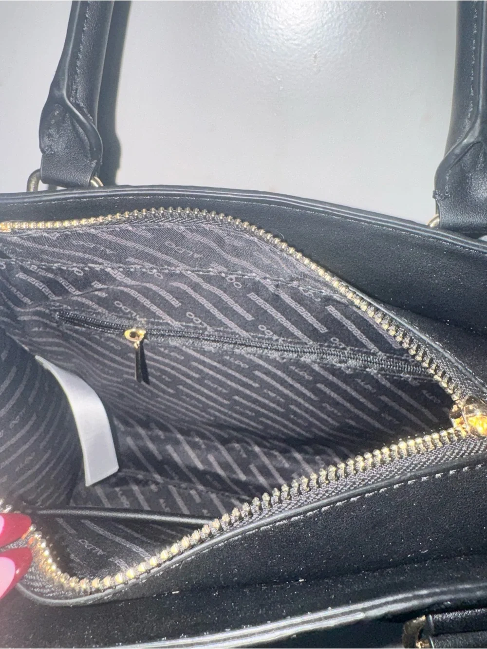 ALDO Black Embossed Top-Handle Satchel